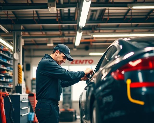 Auto repair shop with mechanic