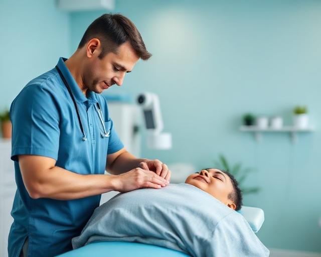 Chiropractor treating patient